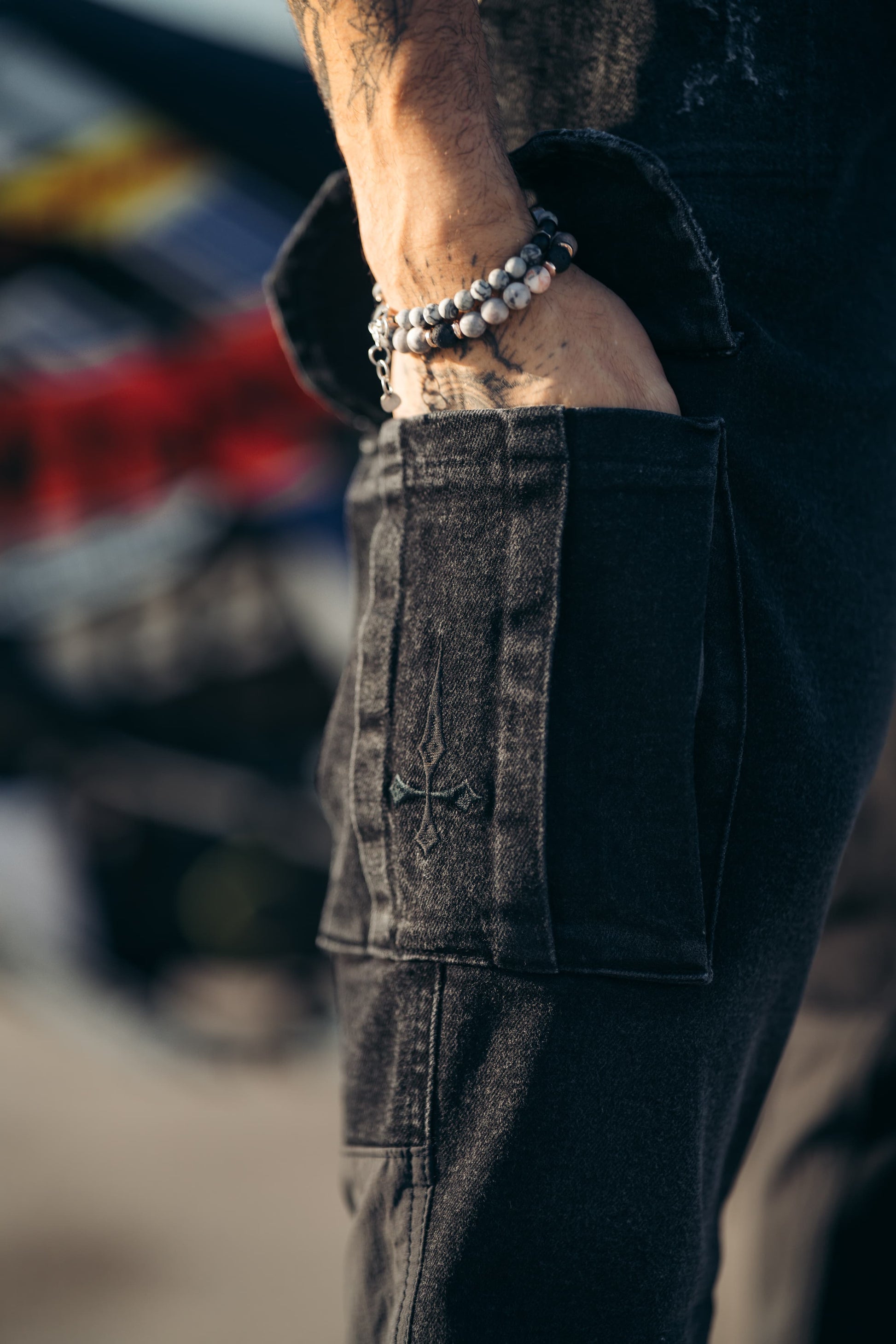 Denim Cargo Pant - Black