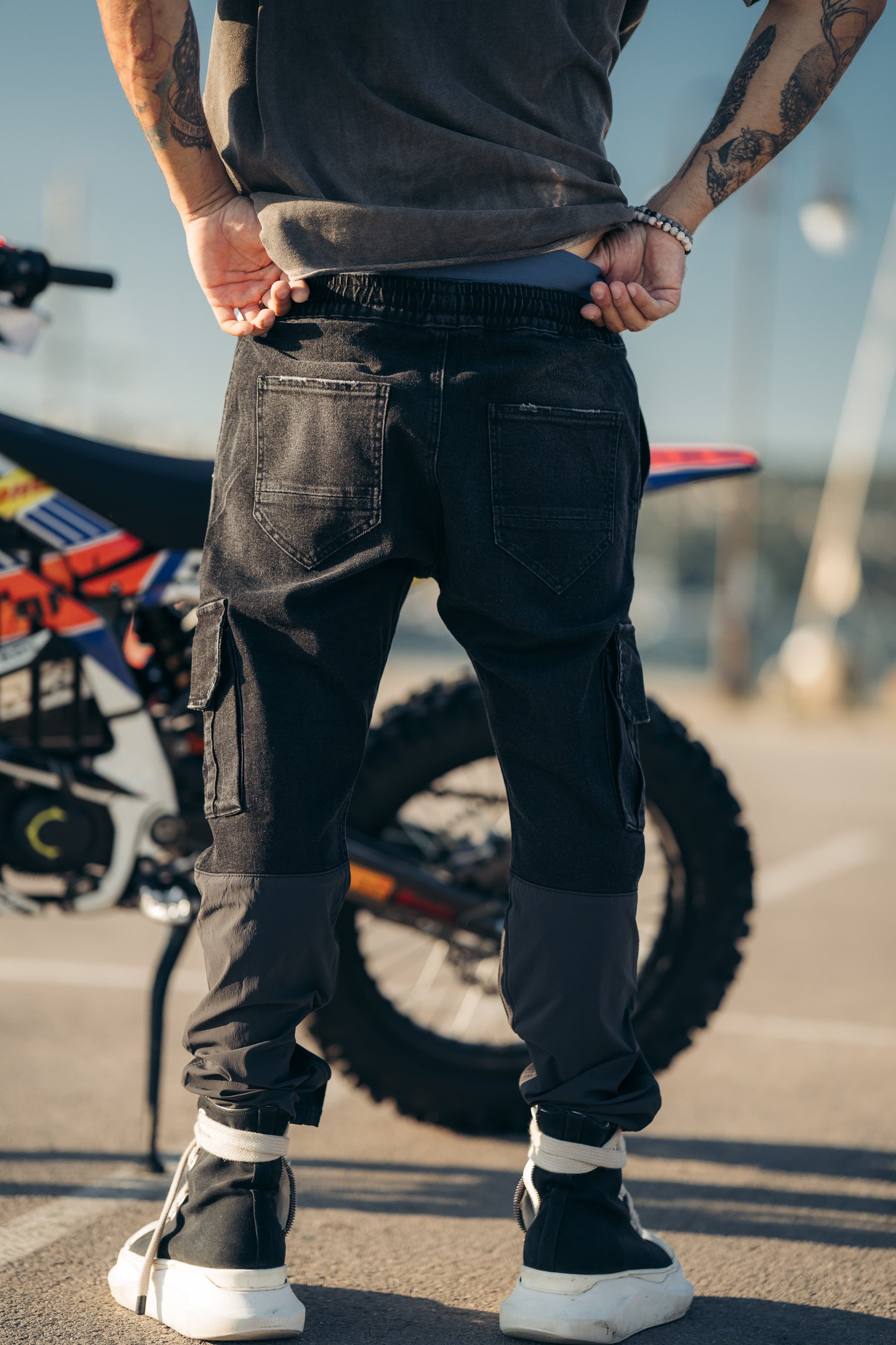 Denim Cargo Pant - Black