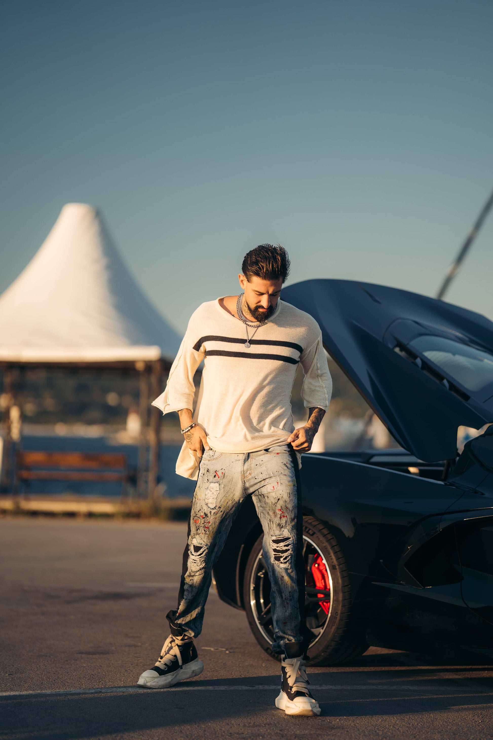 Hybrid Black / Paintbrush Goth Jeans