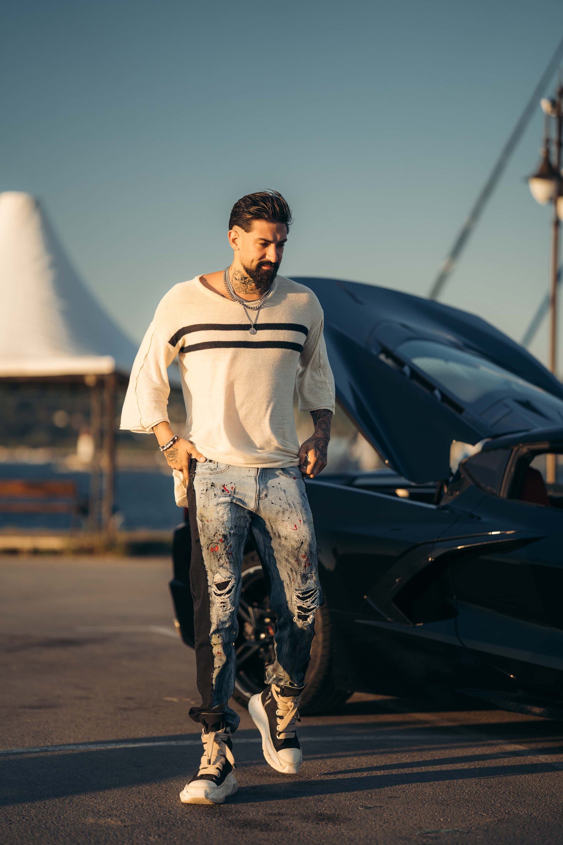 Hybrid Black / Paintbrush Goth Jeans