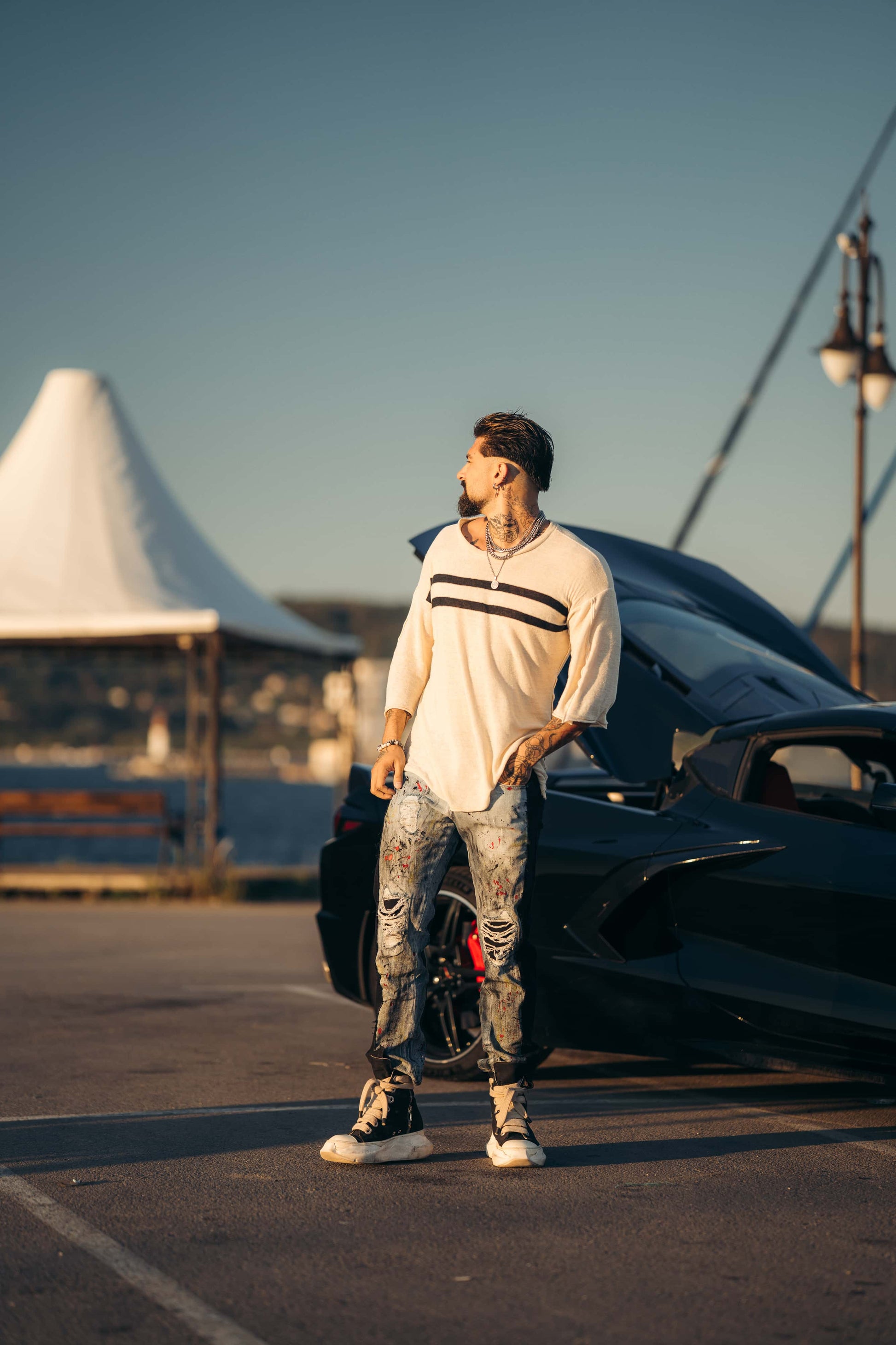 Hybrid Black / Paintbrush Goth Jeans