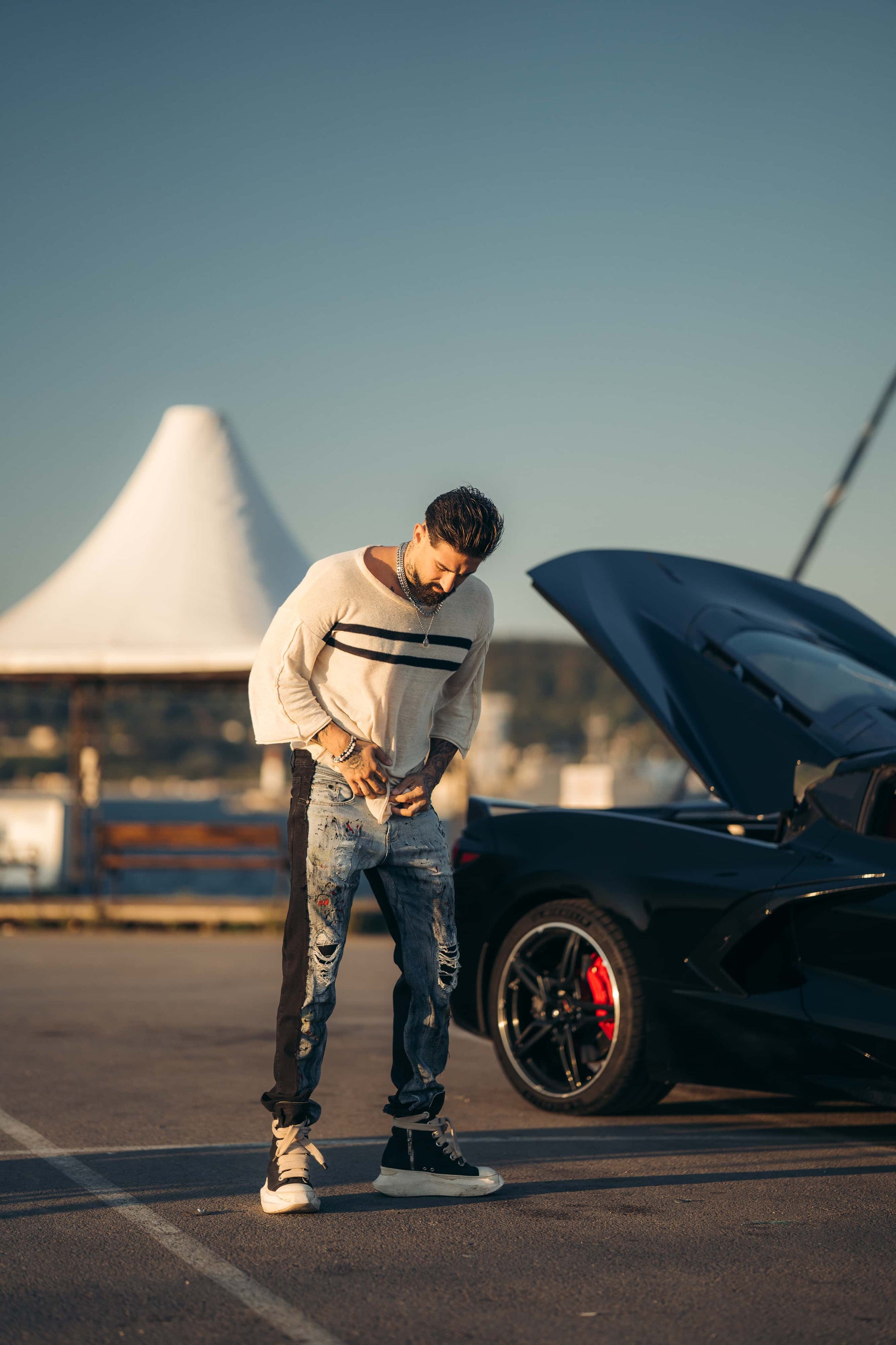 Hybrid Black / Paintbrush Goth Jeans