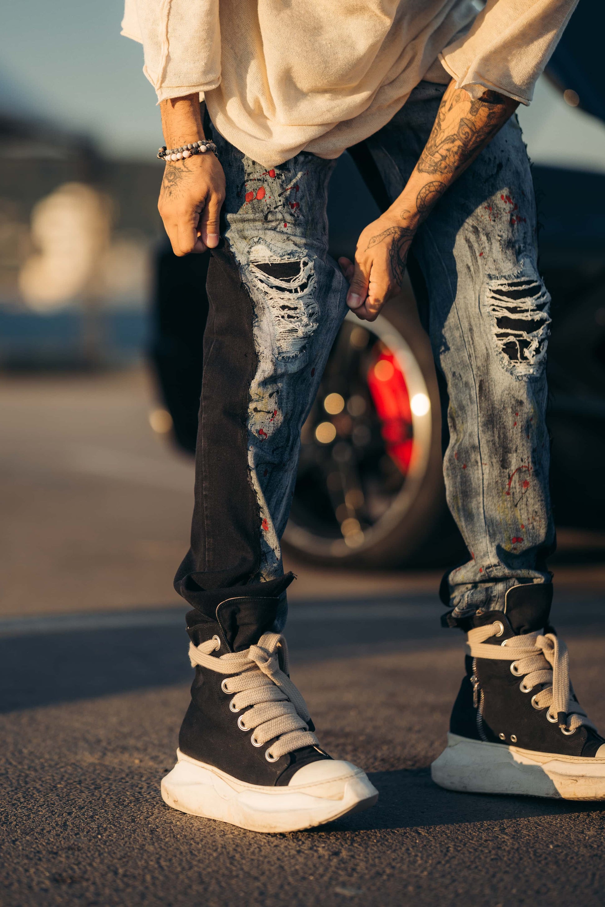 Hybrid Black / Paintbrush Goth Jeans