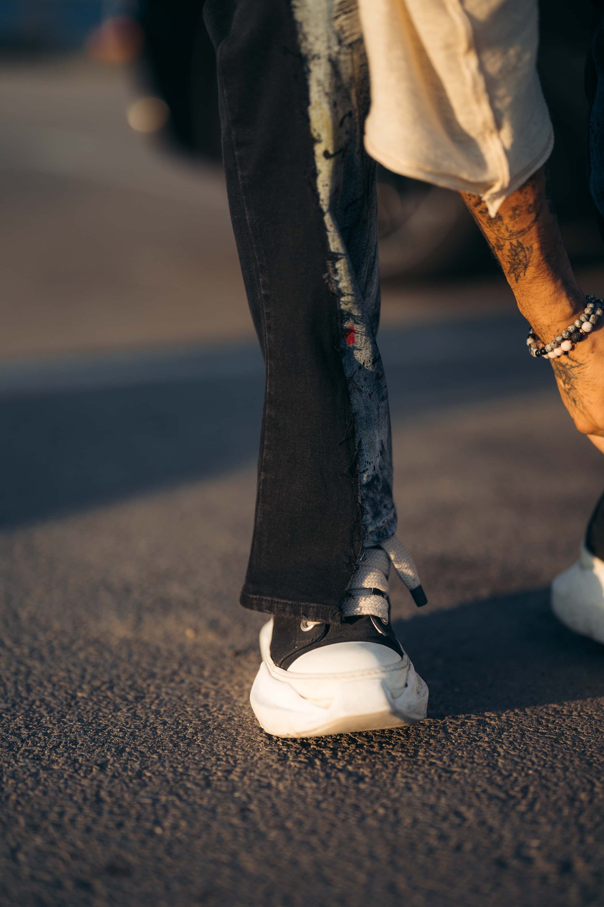 Hybrid Black / Paintbrush Goth Jeans