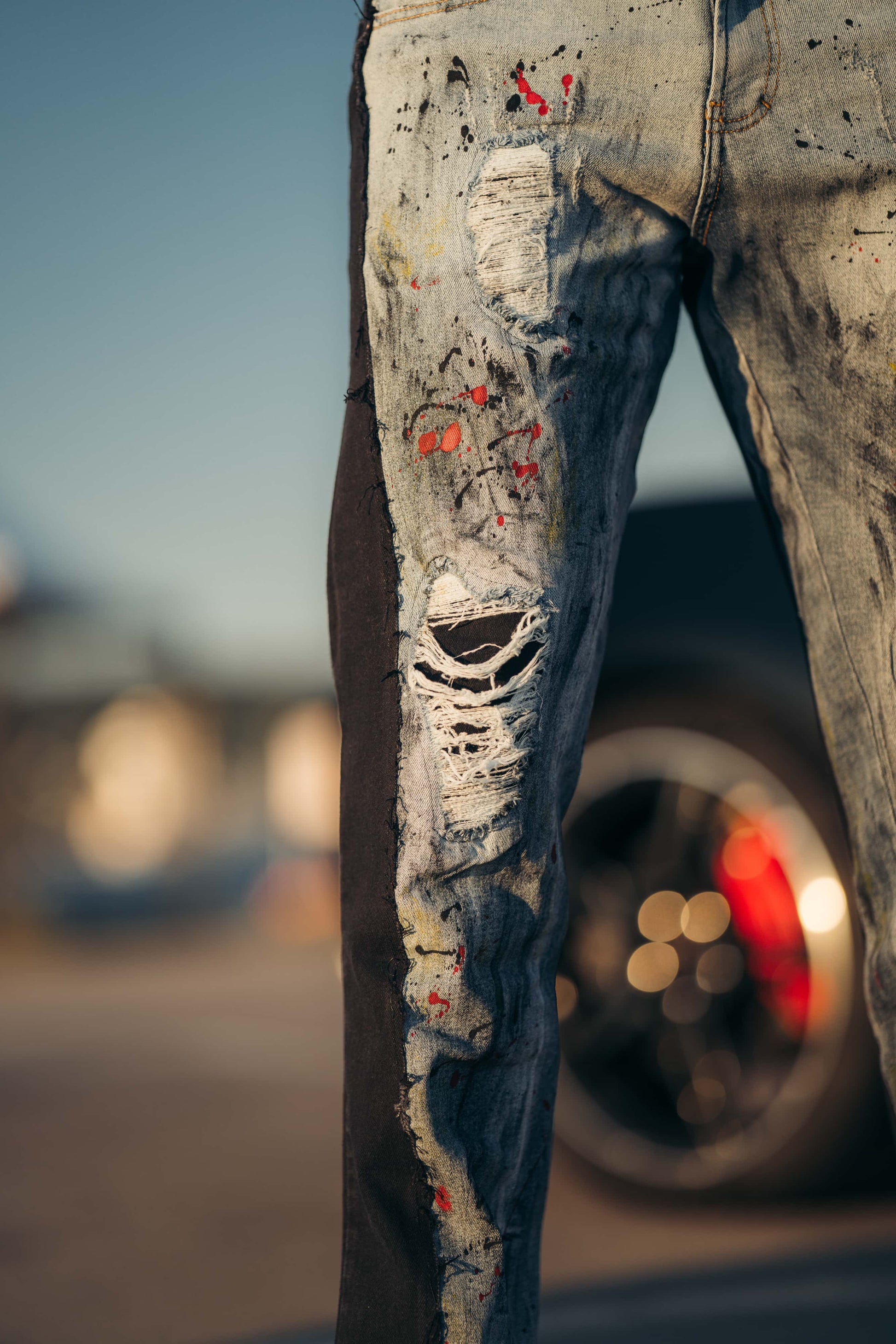 Hybrid Black / Paintbrush Goth Jeans