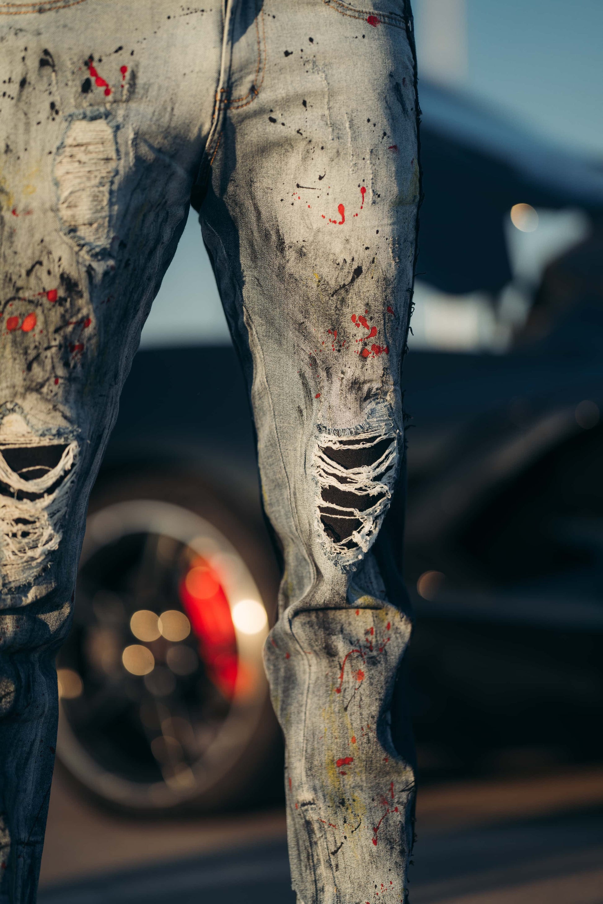 Hybrid Black / Paintbrush Goth Jeans